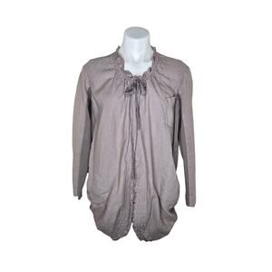 PRAIRIE UNDERGROUND Raw Hem Long Tie Front Cardigan Taupe Size S/M